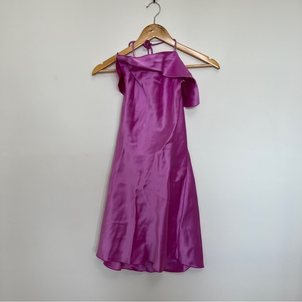 Acler Abdie Satin Gathered Mini Dress Size 8 - Picture 4 of 11